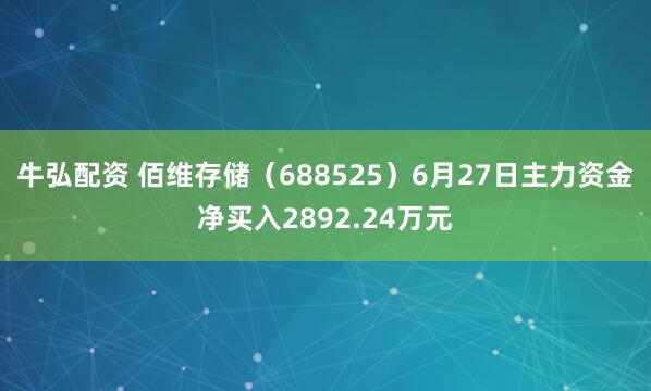 牛弘配资 佰维存储（688525）6月27日主力资金净买入2892.24万元