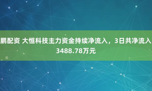 鹏配资 大恒科技主力资金持续净流入，3日共净流入3488.78万元
